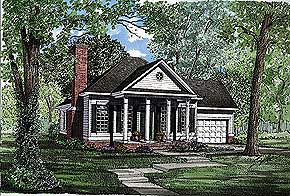 

Reminiscent Of Fine Greek Revival Style
1404 sq. ft.; 3 Bedrooms; 2 Baths  
Graceful columns, reminiscent of fine Greek Revival style, adorn the covered front porch of this compact yet elegant design. The entry opens directly to the living room and its fireplace.
National Average Cost to Build: $154,440.00
